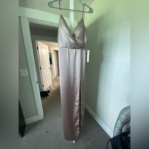 Revelry Bridesmaids Dress Rava size 4 Taupe Satin